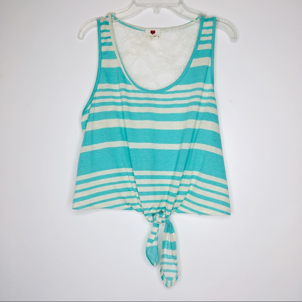 Cute sleeveless Teal & Cream Top